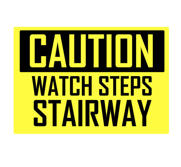 caution watch steps stairway sign - Vector, Image