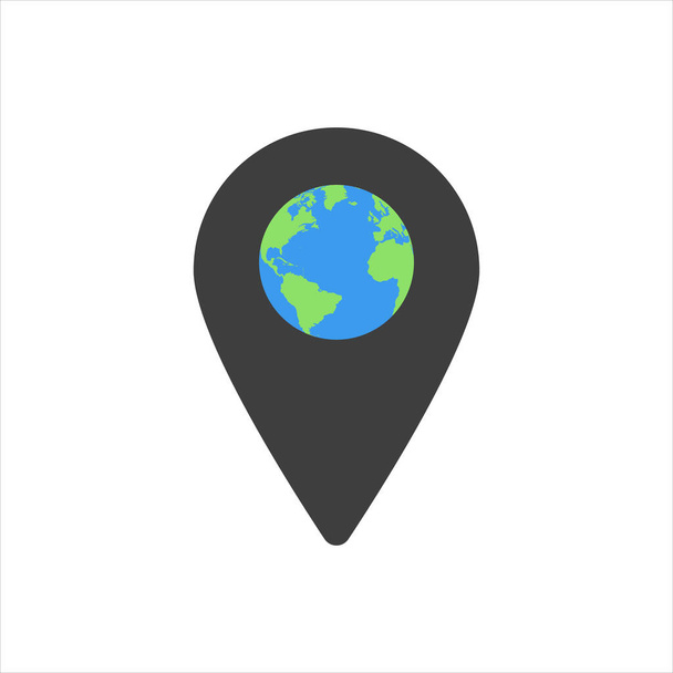 globe met locatie icoon op een witte achtergrond. - Vector, afbeelding