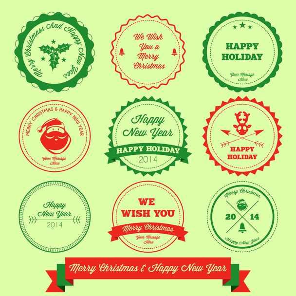 З Різдвом та Новим Роком Дизайн етикетки
 - Вектор, зображення