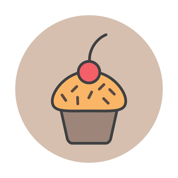 Cupcake with cherry topping - Vector, afbeelding