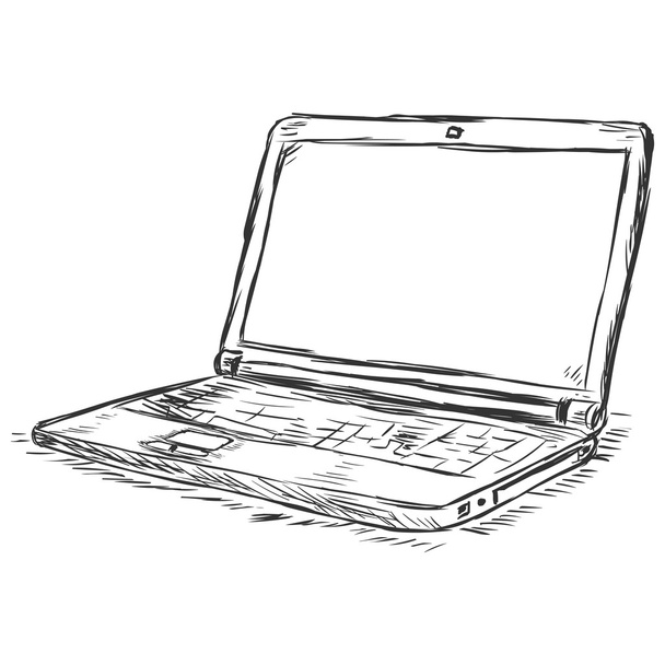 Vector sketch illustration - laptop - Vector, Image