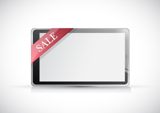 Tablet met een verkoop-tag. illustratie - Foto, afbeelding