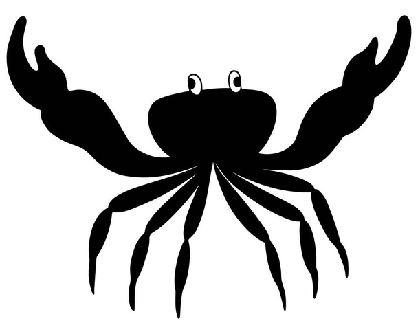 Crab. Silhouette. Vector illustration. Outline on a white isolated background. Marine invertebrate animal with claws of a crustacean squad. Hand drawing style. Sketch. Idea for web design, books. - Vektor, Bild