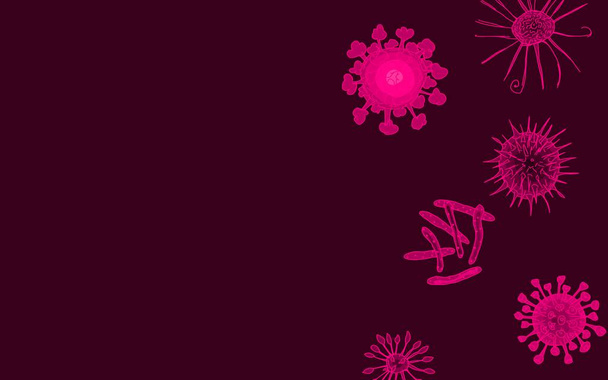 neonová ilustrace s bakteriemi a viry zářícími ve tmě. obrázek obrázku - Fotografie, Obrázek