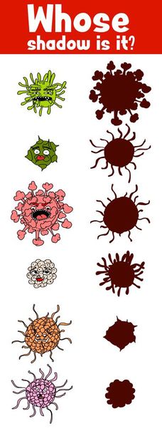 children's game about microbes. picture image.guess where whose shadow - Photo, Image