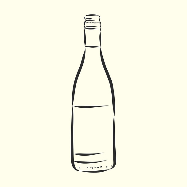 Skica láhev vína, láhev vína, vektorový náčrt ilustrace - Vektor, obrázek