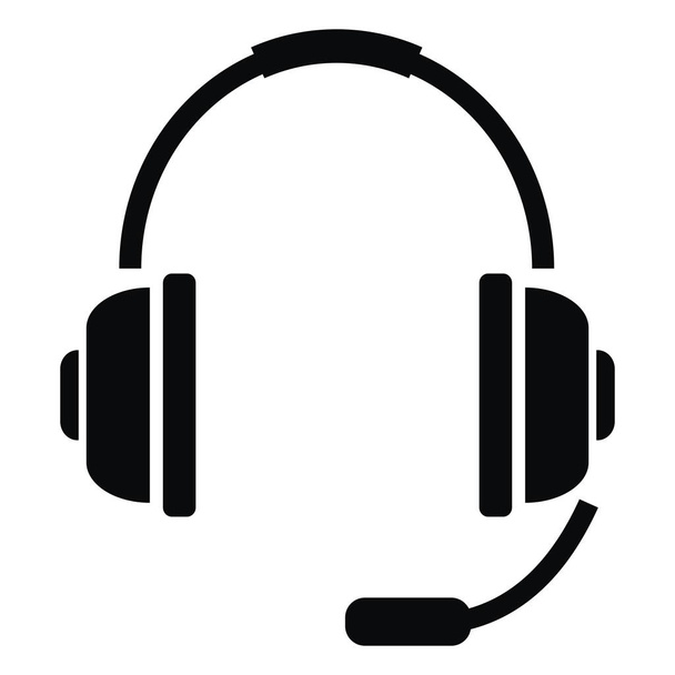 auriculares con micrófono, icono de vector negro sobre fondo blanco
 - Vector, Imagen