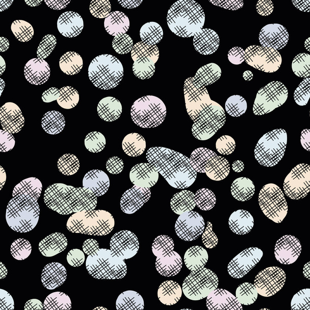pastel vlekken naadloze vector patroon op zwart - Vector, afbeelding