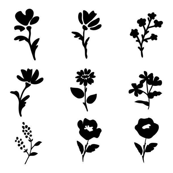 Vector flowers isolated icons collection - Vector, Imagen