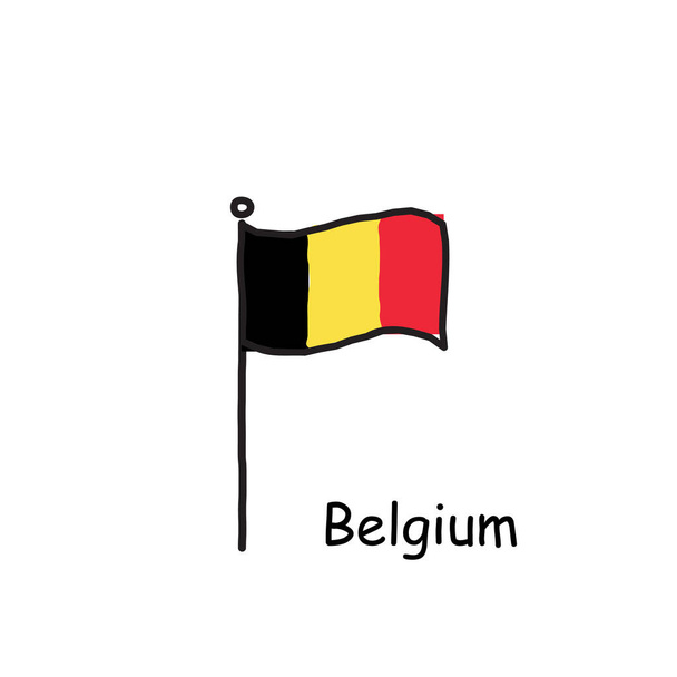 käsin piirretty hämärä Belgian lippu lipputankoon. kolme väriä lippu. Varastojen vektorikuva
 - Vektori, kuva