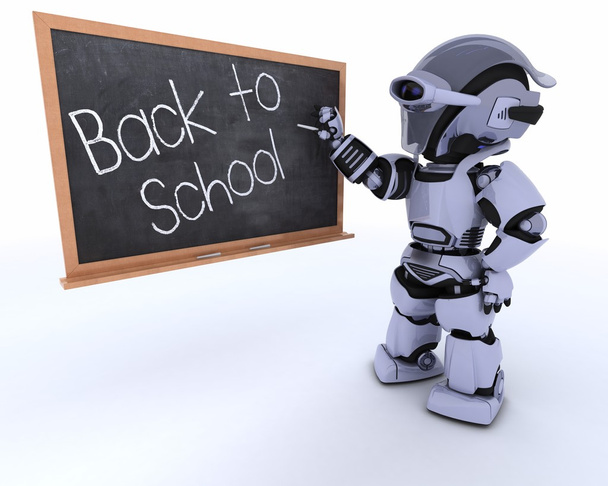 ρομπότ με πίνακα κιμωλίας σχολείο πίσω στο σχολείο - Φωτογραφία, εικόνα