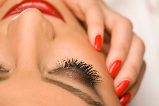 closeup of false eyelashes with makeup  - Photo, Image