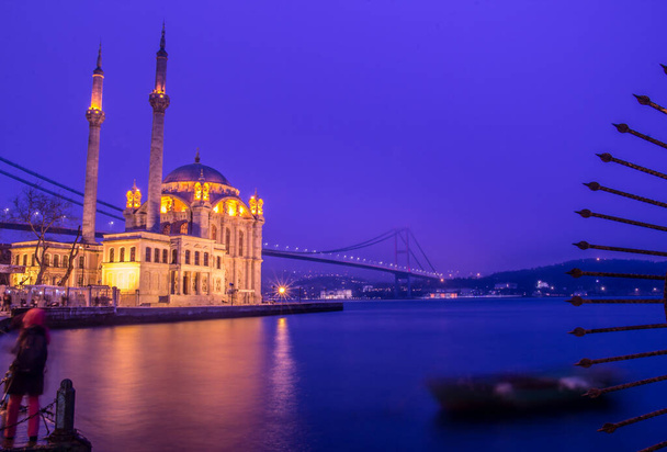Ortakoy mosque and Bosphorus bridge, Istanbul, Turkey - Photo, Image