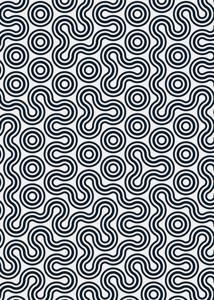 bunte Fliese mit nahtloser zufälliger Verflechtung wellenförmige Linien Muster, Verbindung Kunst Hintergrund Design Illustration   - Vektor, Bild