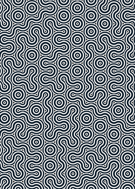 kleurrijke tegel met naadloze willekeurige doorweven golvende lijnen patroon, verbinding kunst achtergrond ontwerp illustratie   - Vector, afbeelding