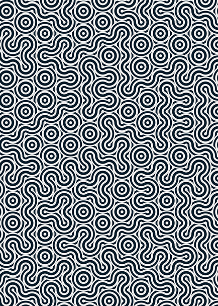 bunte Fliese mit nahtloser zufälliger Verflechtung wellenförmige Linien Muster, Verbindung Kunst Hintergrund Design Illustration   - Vektor, Bild