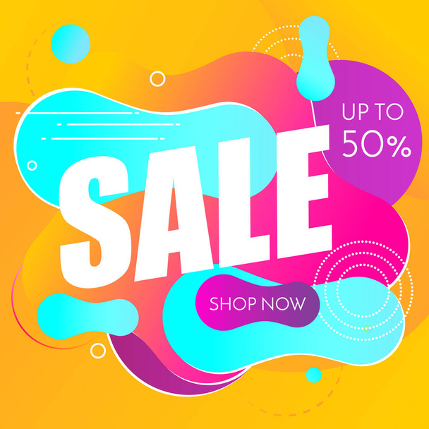 Colorful sale banners template with vibrant gradient fluid shapes. Advertisement design for promotion - Wektor, obraz