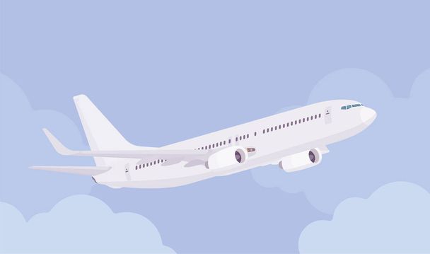 Avión blanco de pasajeros despegando
 - Vector, Imagen