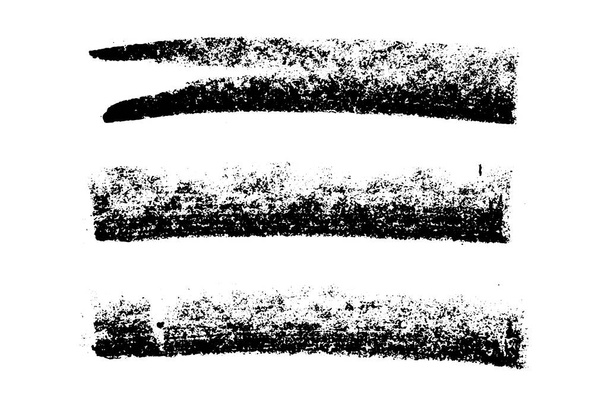 Conjunto de cepillo de rayas de textura de tiza negra grunge sobre fondo blanco - Vector, imagen