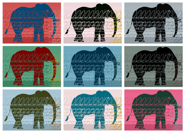 Ελέφαντας σε ζωολογικό κήπο. τα δικαιώματα των ζώων - Διάνυσμα, εικόνα