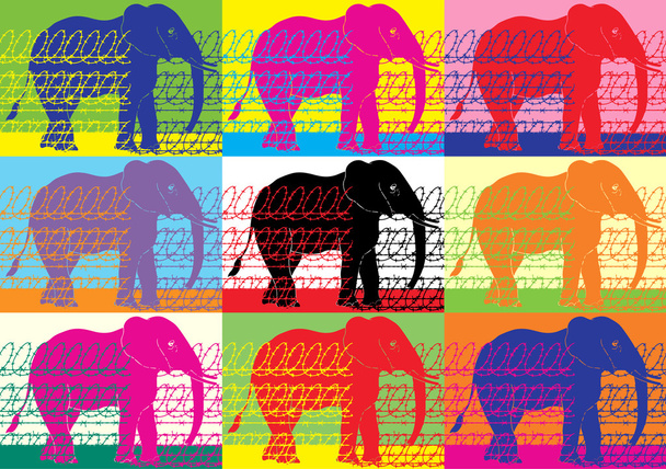 Elephant in a zoo. Animal rights - Vector, Image