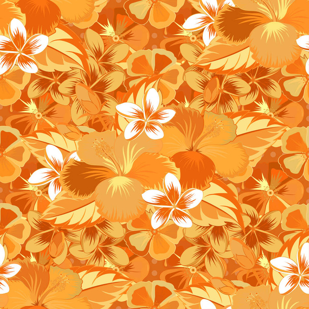 茶色、オレンジ、黄色のハイビスカスの花. - ベクター画像