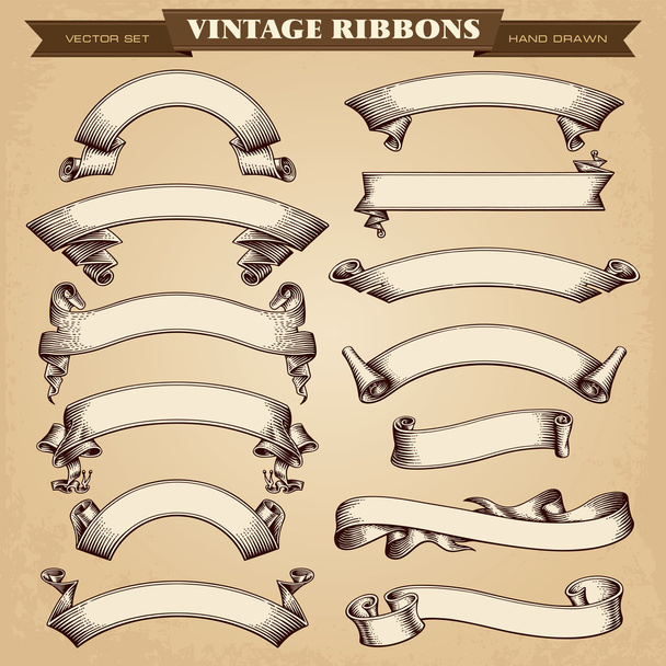Vintage Ribbon Banners Vector Collection - Vector, Image