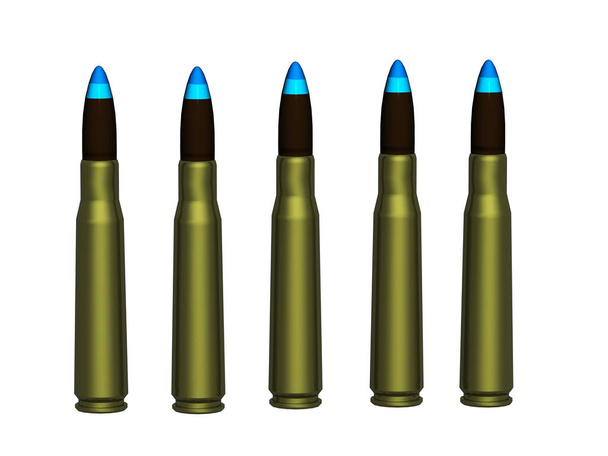 Rifle munitie met messing koffer en kogel - Foto, afbeelding
