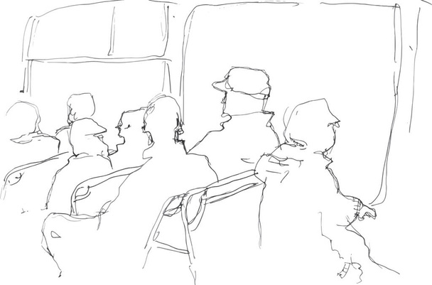 Croquis dessiné à la main des passagers - Photo, image