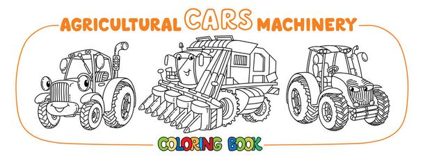 Carino auto da colorare libro set Macchine agricole
 - Vettoriali, immagini