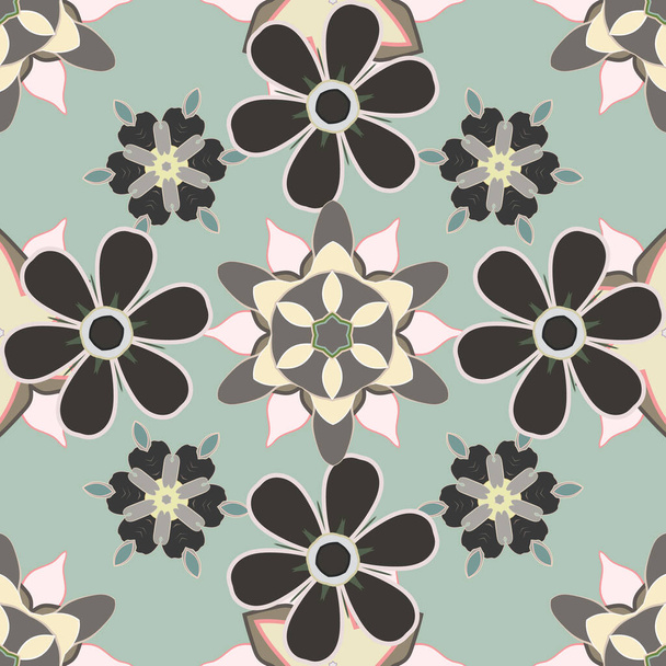 Vintage bloemen naadloos patroon in roze, beige en groene kleuren. - Vector, afbeelding