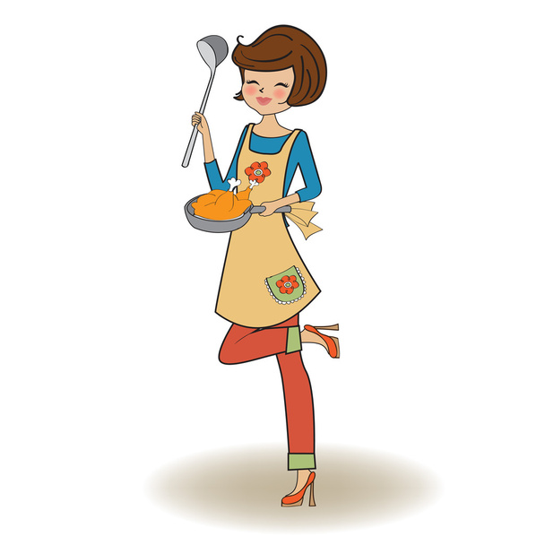 Woman cooking - Vector, Image