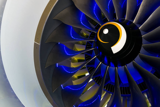 Turbo-jet engine of the plane on close up - Photo, Image