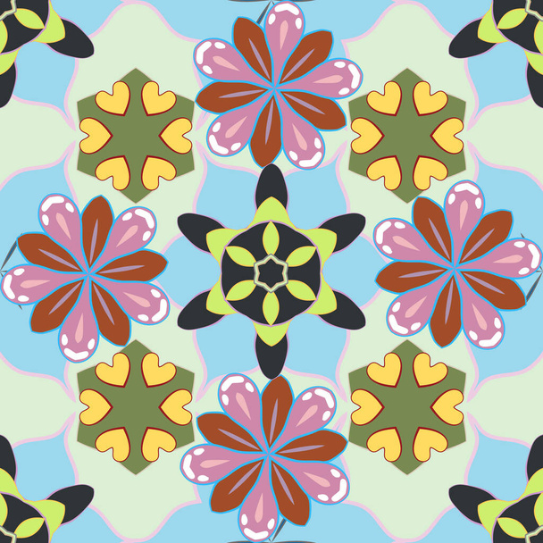 Cute floral seamless pattern in the small flower. Abstrace stylized ditsy brown, blue and pink flowers. - Vektor, obrázek