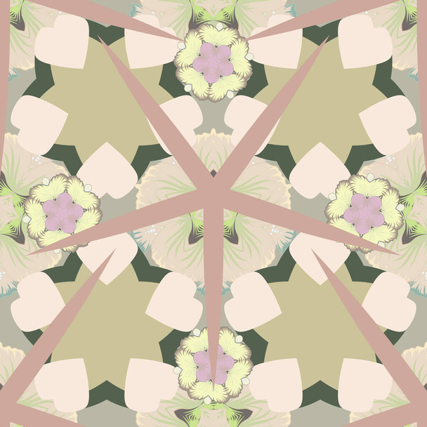 Vector illustration. Seamless Floral Pattern in green, beige and gray colors. - Vector, Image