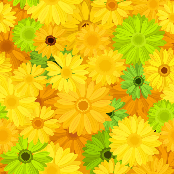 nahtloser Hintergrund mit Gerbera-Blumen. Vektorillustration. - Vektor, Bild