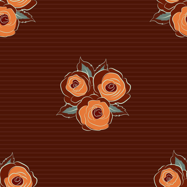 Вектор вінтажні акварельні троянди безшовний візерунок (ручний намальований) в червоному, помаранчевому і коричневому кольорах
. - Вектор, зображення