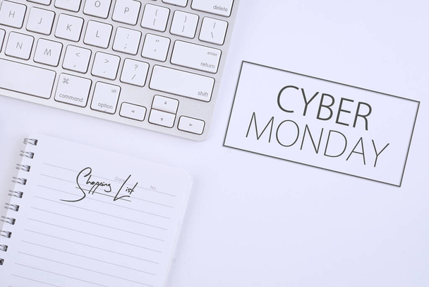 Cyber Monday online shopping concept. Top view or flat lay. - 写真・画像
