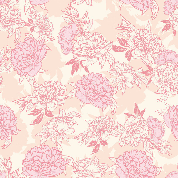 pink ivory peony flower leaf gradient ivory background design - Vector, Image