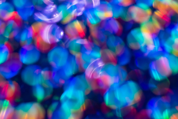Rainbow blue glitter festive background with bokeh lights. Celebration concept for New Year, Christmas Holidays and anniversary. - Foto, Imagem