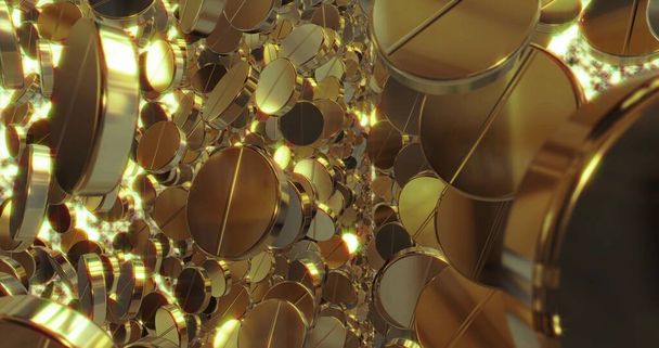 Gráficos 3D abstractos Fondo con burbujas doradas. Gráfico de movimiento, textura digital
. - Foto, imagen