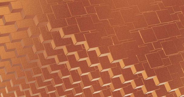 Abstrait géométrique rose doré fond carreaux de papier d'aluminium texture fond boucle sans couture. Surface numérique 3d. Illustration 3D
 - Photo, image