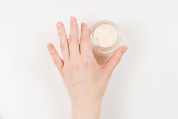Hand cream isolated on white background. Woman hands.  - Zdjęcie, obraz