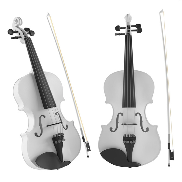 White violin isolated. Two angles of view - Photo, Image