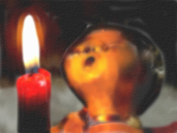 Angels sings with candle light, water color - Photo, Image