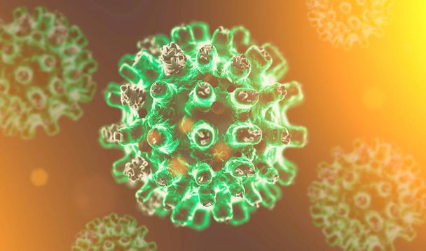 3D Illustration von infektiösen Viren und Bakterien. Coronavirus COVID-19 - Foto, Bild