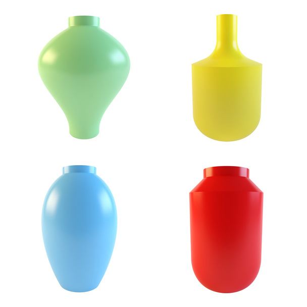Colored vases isolated on a white background - Φωτογραφία, εικόνα