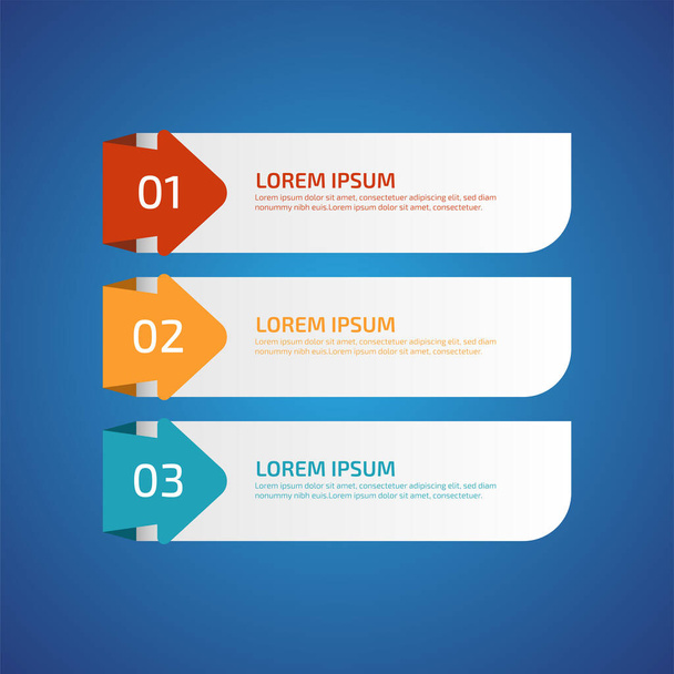Infographic Design Elements with 3 different color, red, yellow, blue. Template for diagram, graph, presentation and chart. Business concept with 3 options, parts, steps, processes.Vector illustration - Διάνυσμα, εικόνα