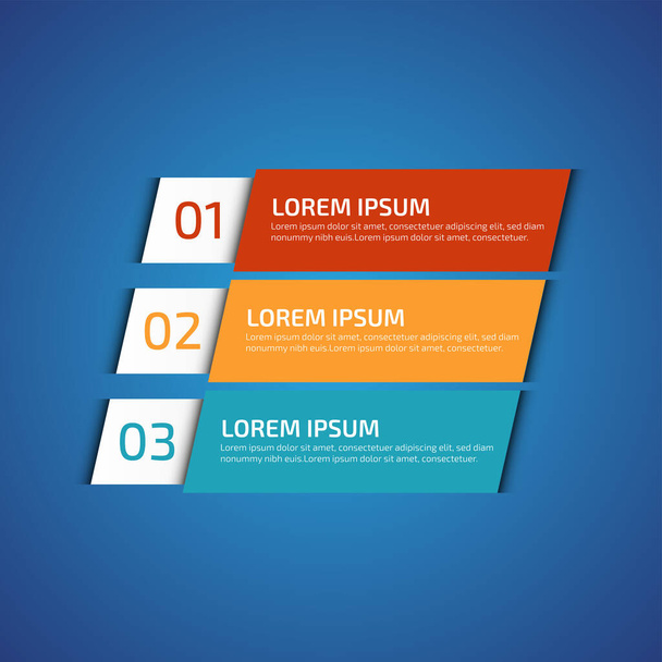 Infographic Design Elements with 3 different color, red, yellow, blue. Template for diagram, graph, presentation and chart. Business concept with 3 options, parts, steps, processes.Vector illustration - Vetor, Imagem