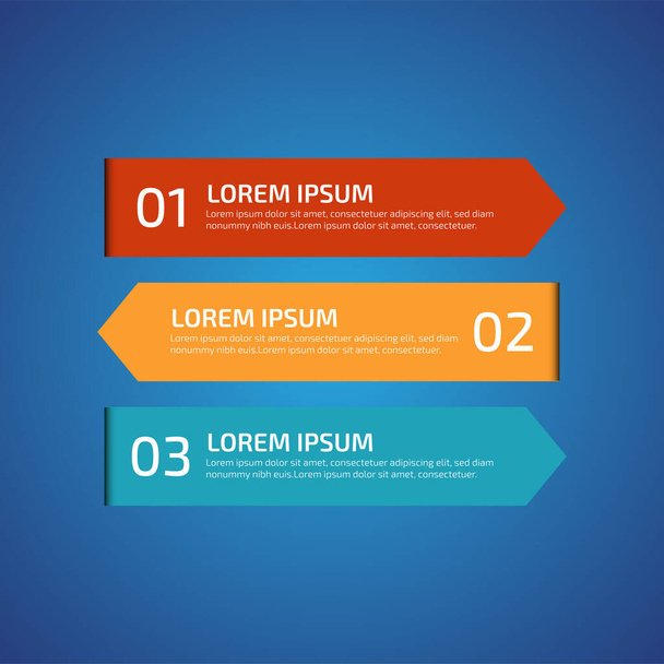Infographic Design Elements with 3 different color, red, yellow, blue. Template for diagram, graph, presentation and chart. Business concept with 3 options, parts, steps, processes.Vector illustration - Vektor, Bild